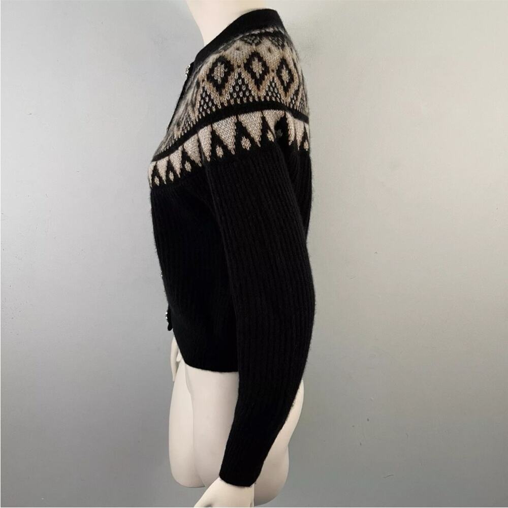 J.Crew fair isle cashmere cardigan rhinestone jewel buttons sweater size S - Picture 5 of 13